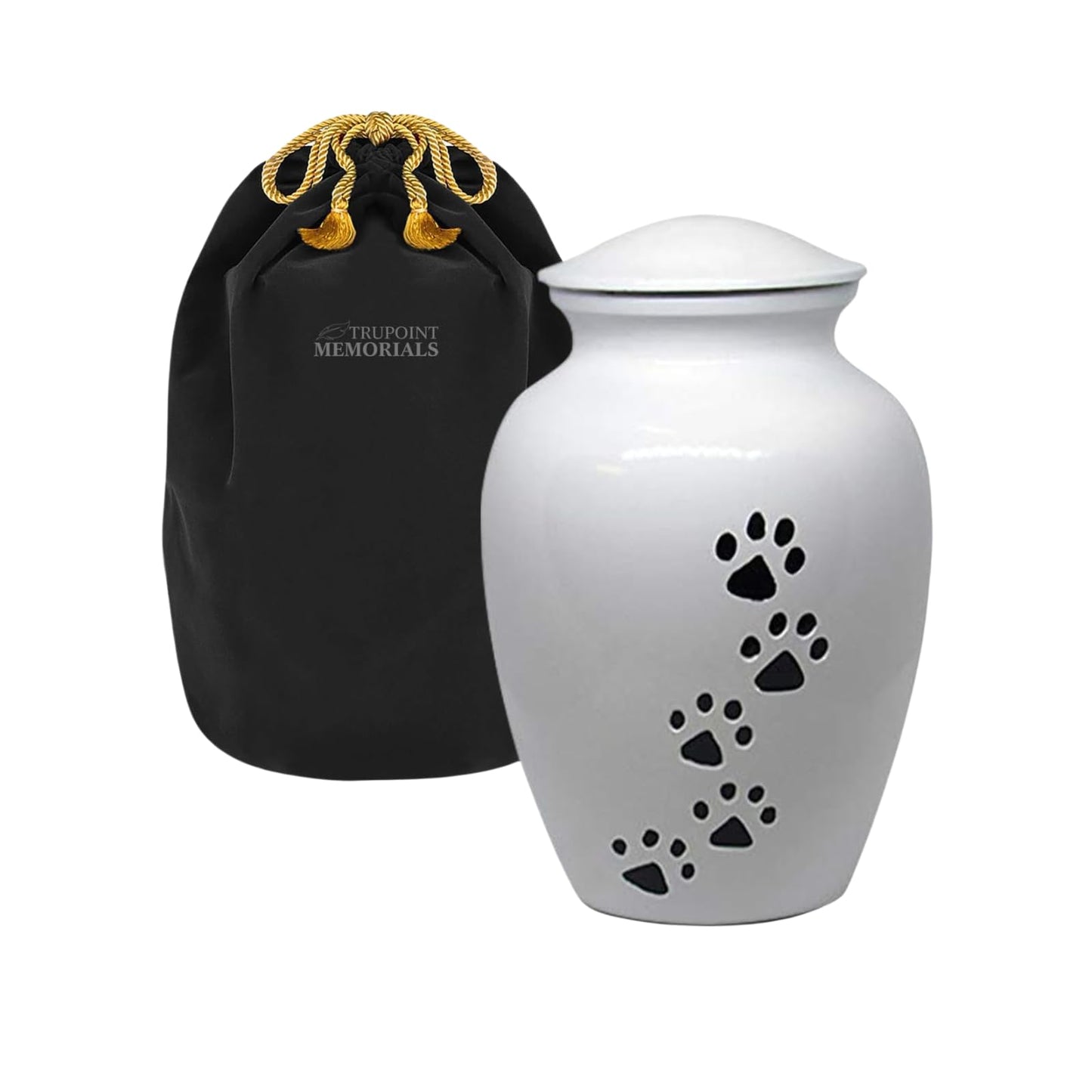 Trupoint Memorials Small Pet Urn for Dogs and Cats Ashes, Paws Print Brown Cremation Urns for Pets up to 17 lbs