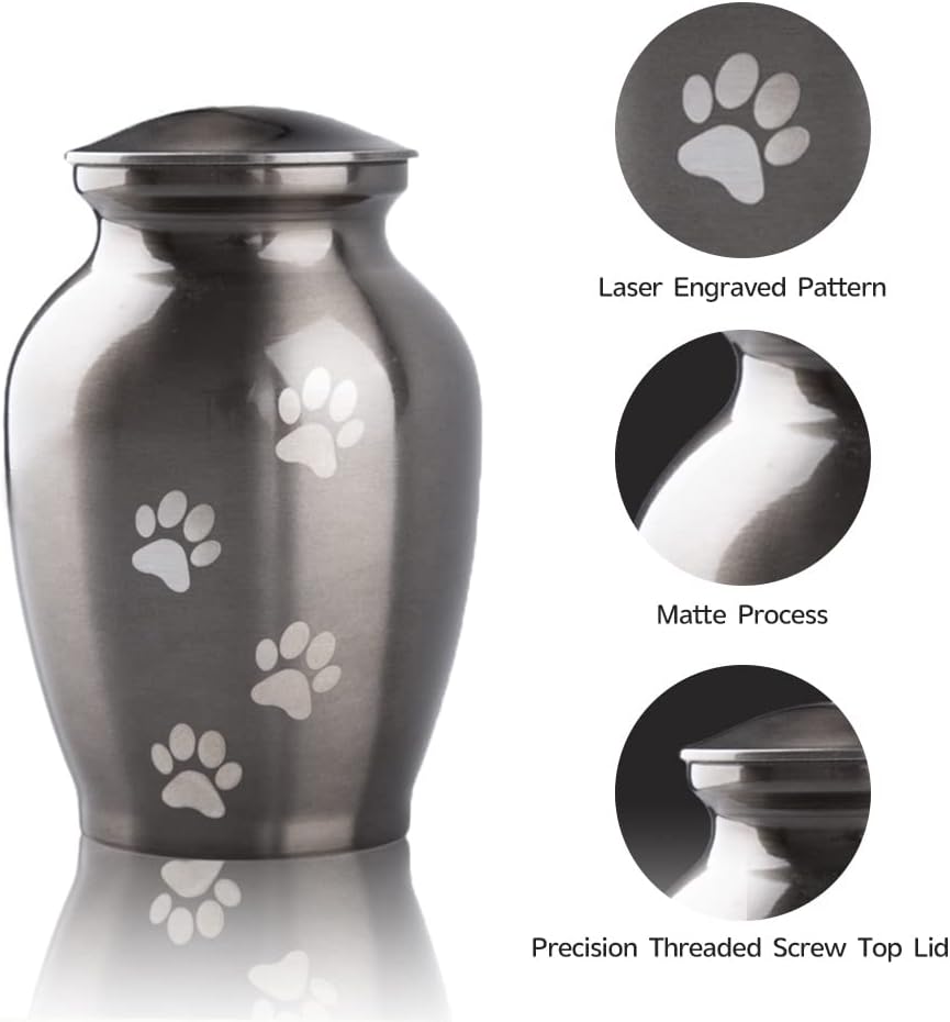 PCS Memorial Pet Cremation Urns for Dogs and Cats Ashes, Paws Engraved Pet Urn,Dog Keepsake Urns for Ashes-Small