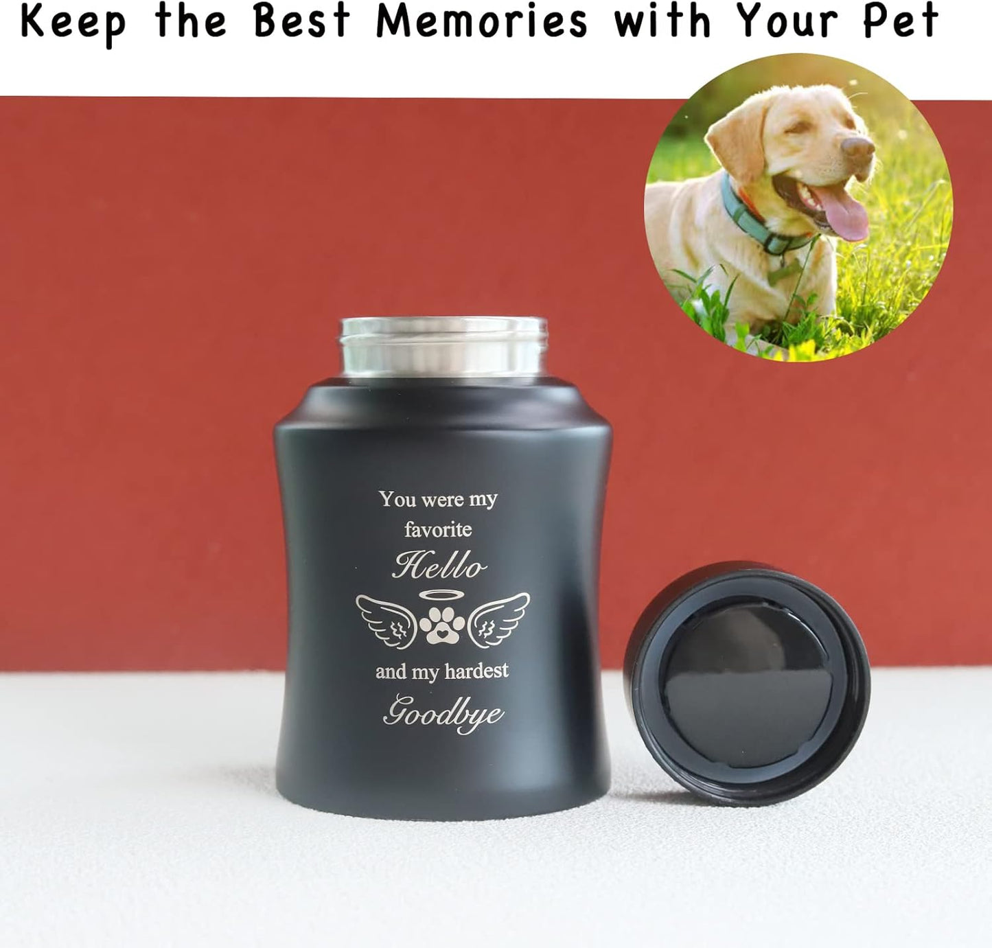 6 Inch Pet Urn for Ashes - Dog or Cat Memorial Urn with Paw Print Design - Laser Engraving for Meaningful Words