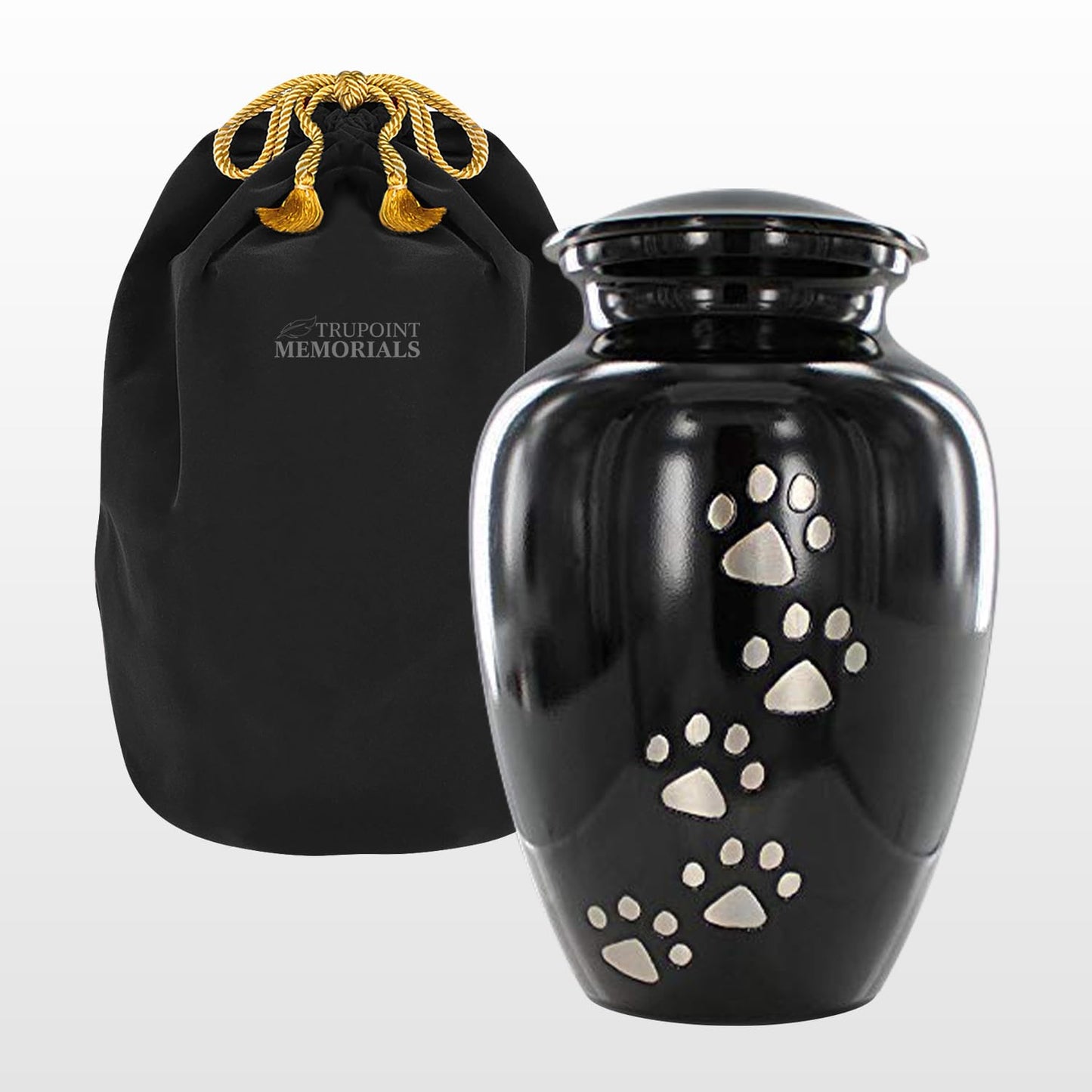 Trupoint Memorials Small Pet Urn for Dogs and Cats Ashes, Paws Print Brown Cremation Urns for Pets up to 17 lbs