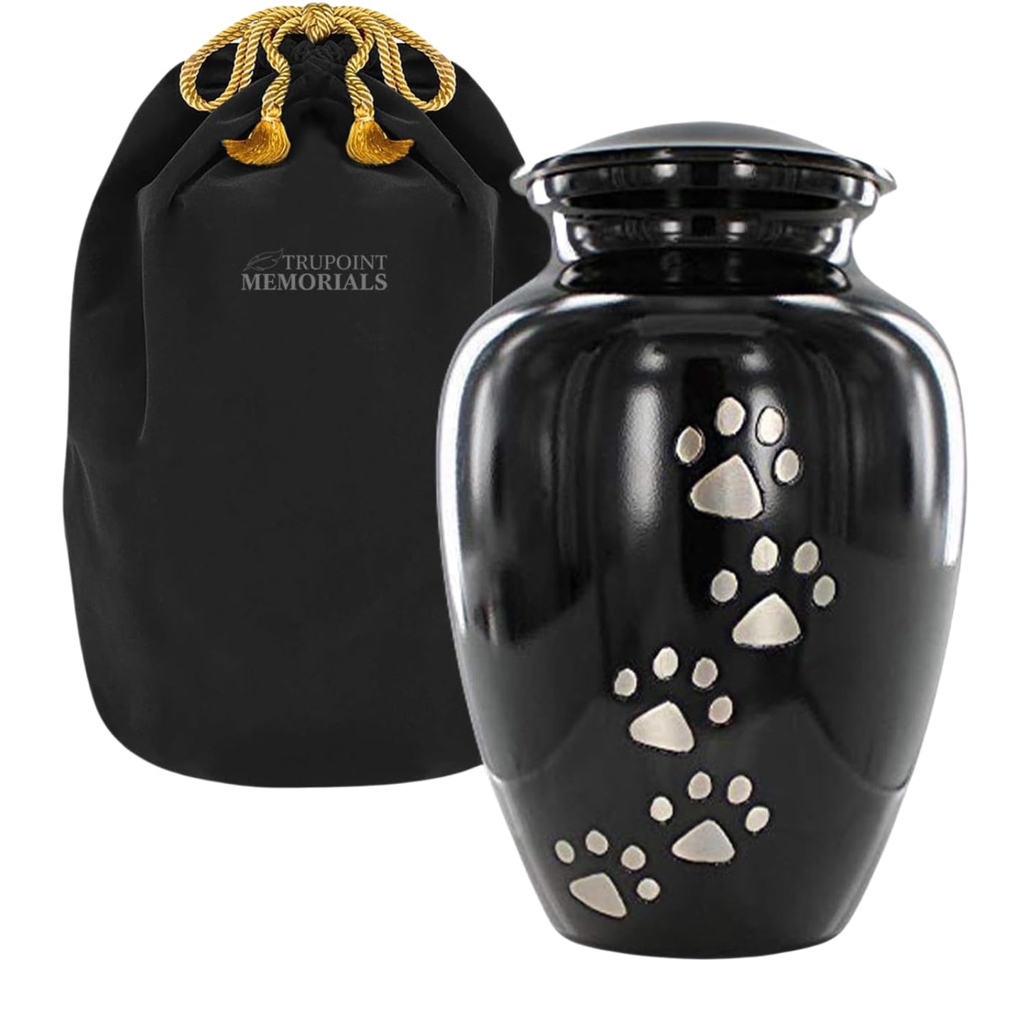 Trupoint Memorials Small Pet Urn for Dogs and Cats Ashes, Paws Print Brown Cremation Urns for Pets up to 17 lbs