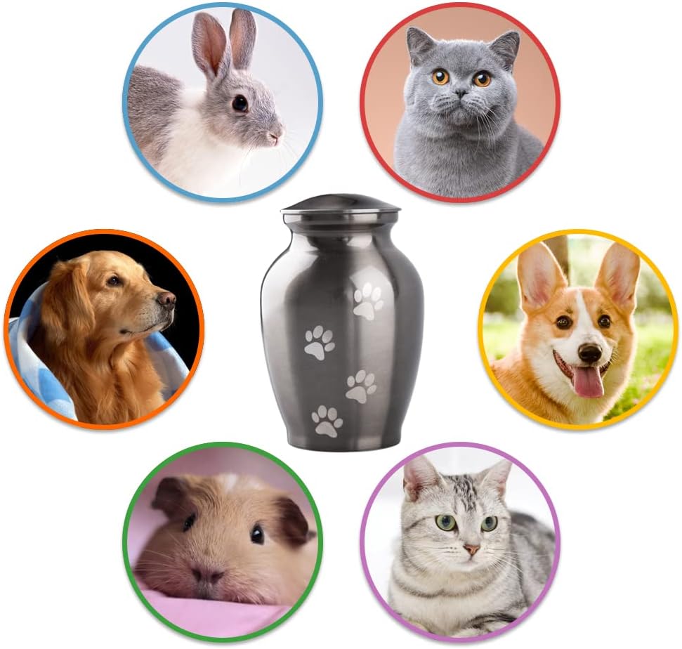 PCS Memorial Pet Cremation Urns for Dogs and Cats Ashes, Paws Engraved Pet Urn,Dog Keepsake Urns for Ashes-Small