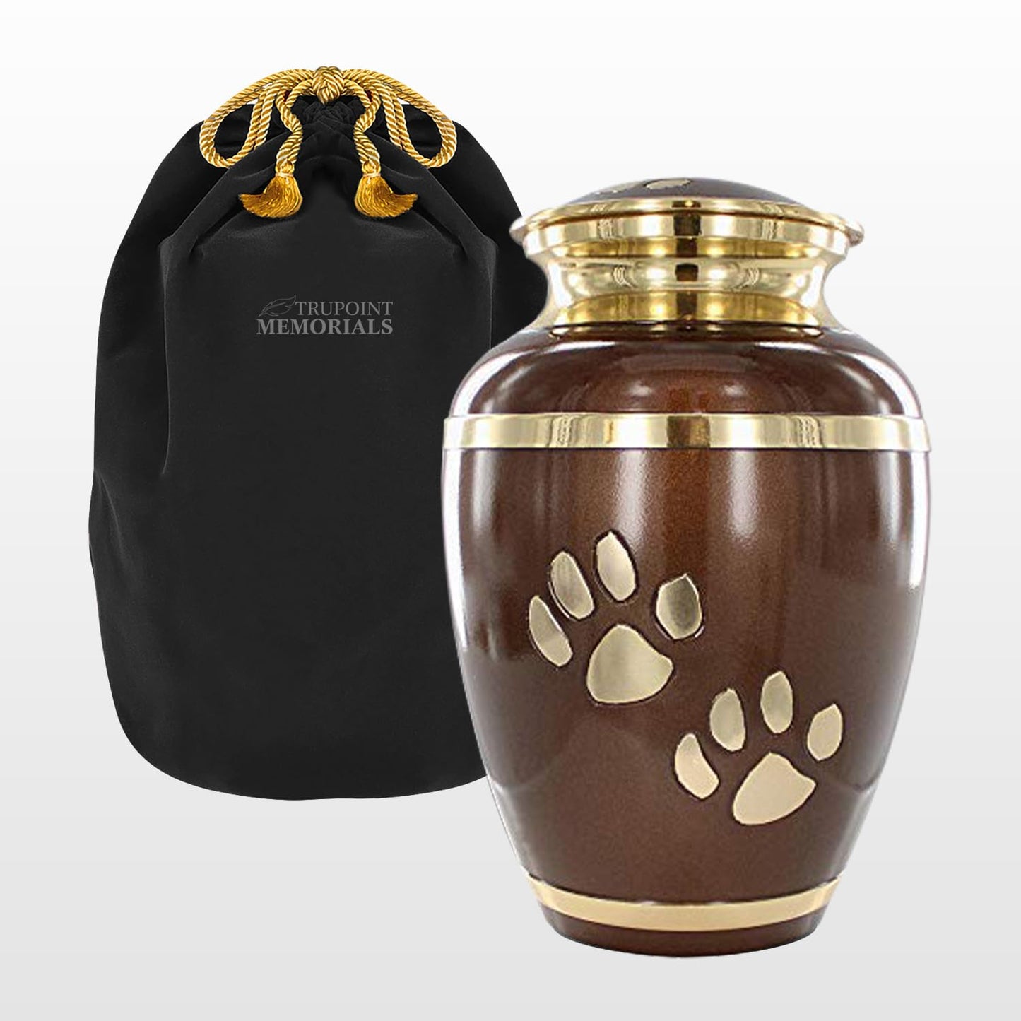 Trupoint Memorials Small Pet Urn for Dogs and Cats Ashes, Paws Print Brown Cremation Urns for Pets up to 17 lbs