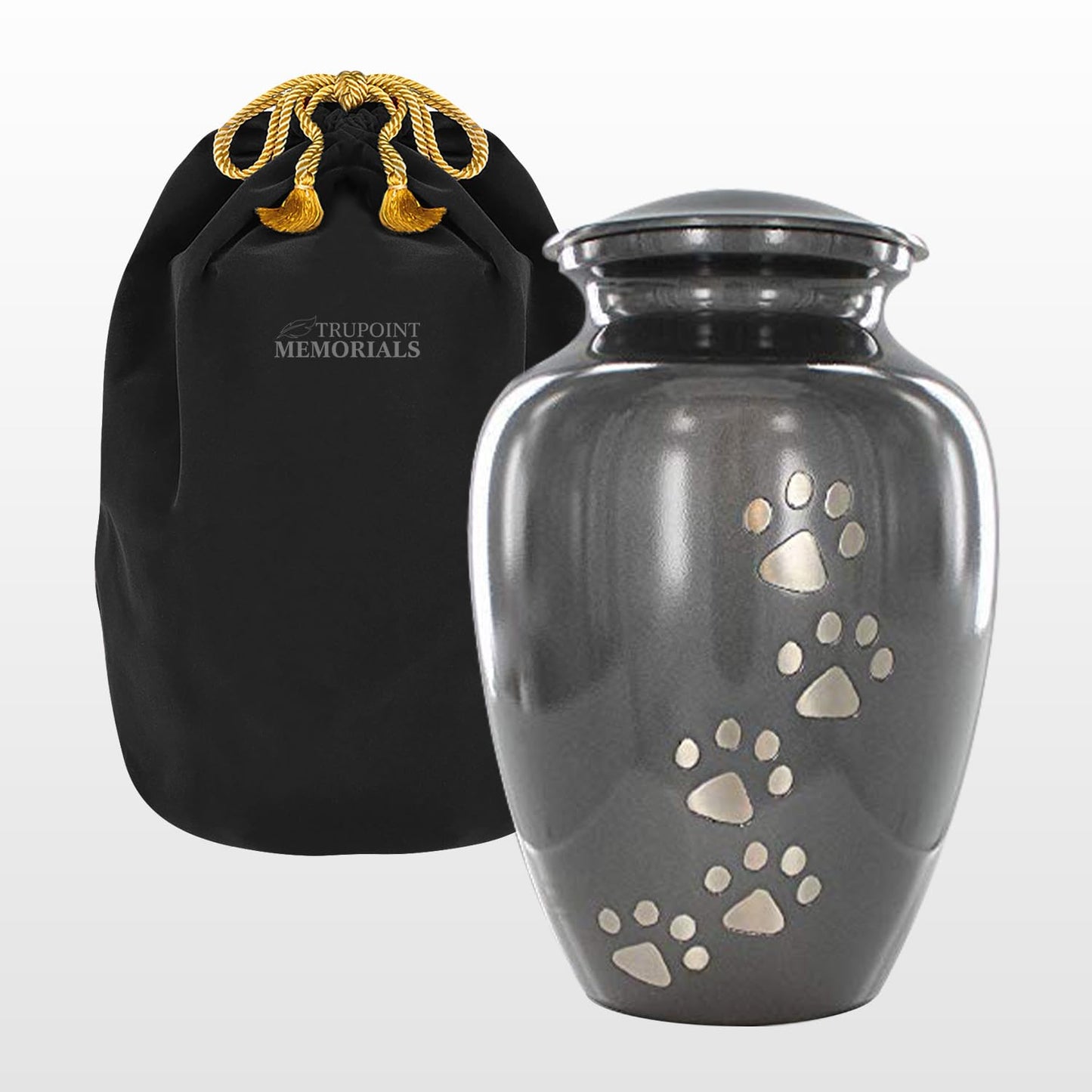 Trupoint Memorials Small Pet Urn for Dogs and Cats Ashes, Paws Print Brown Cremation Urns for Pets up to 17 lbs