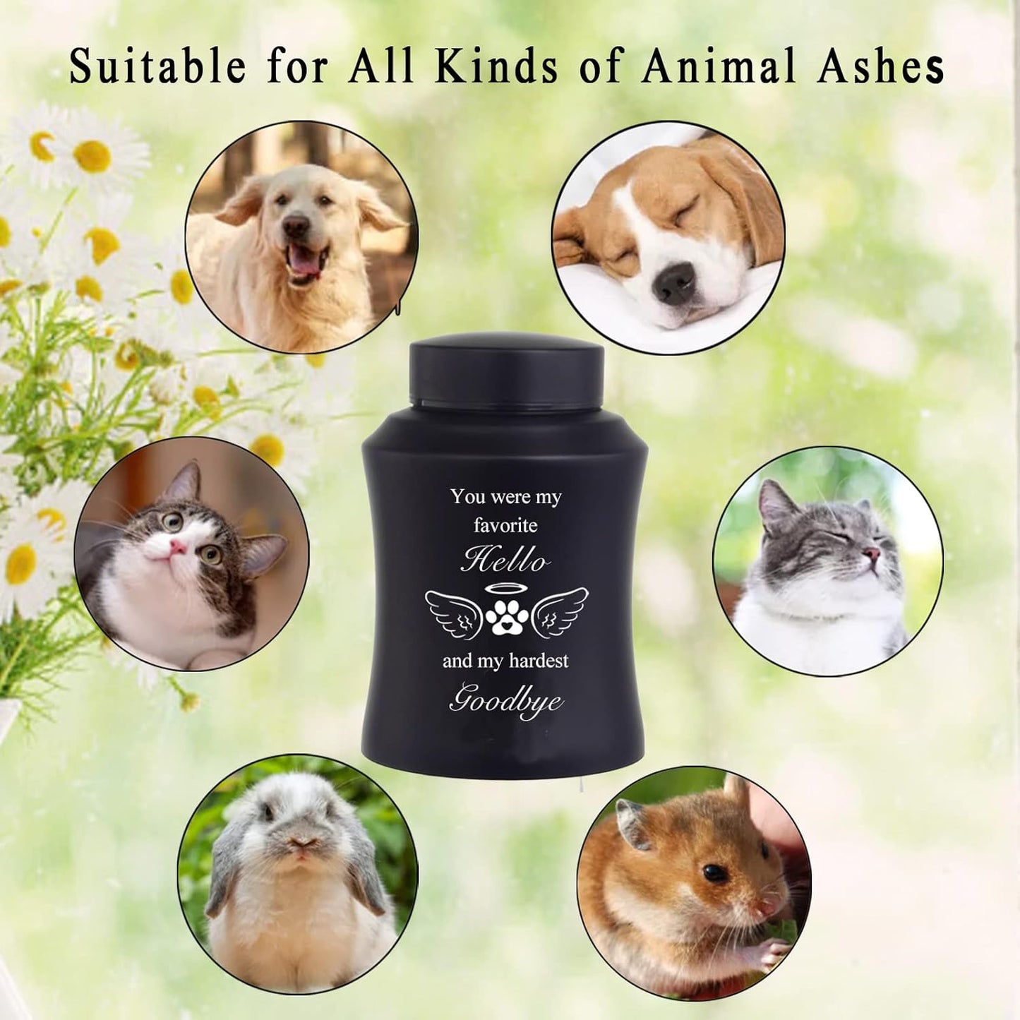 6 Inch Pet Urn for Ashes - Dog or Cat Memorial Urn with Paw Print Design - Laser Engraving for Meaningful Words