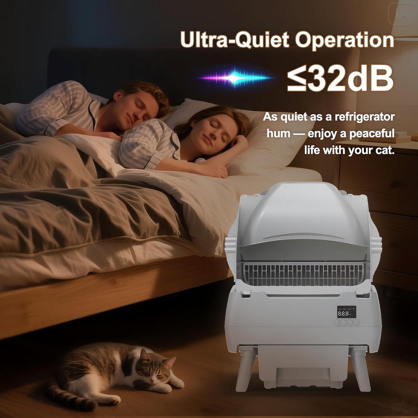 Automatic Cat Litter Box Self Cleaning - APP Control, Open-Style Design, Smart Health Monitor, Safe Anti-Pinch, Quiet, Perfect for Cats, A Lifelong Companion - Grey