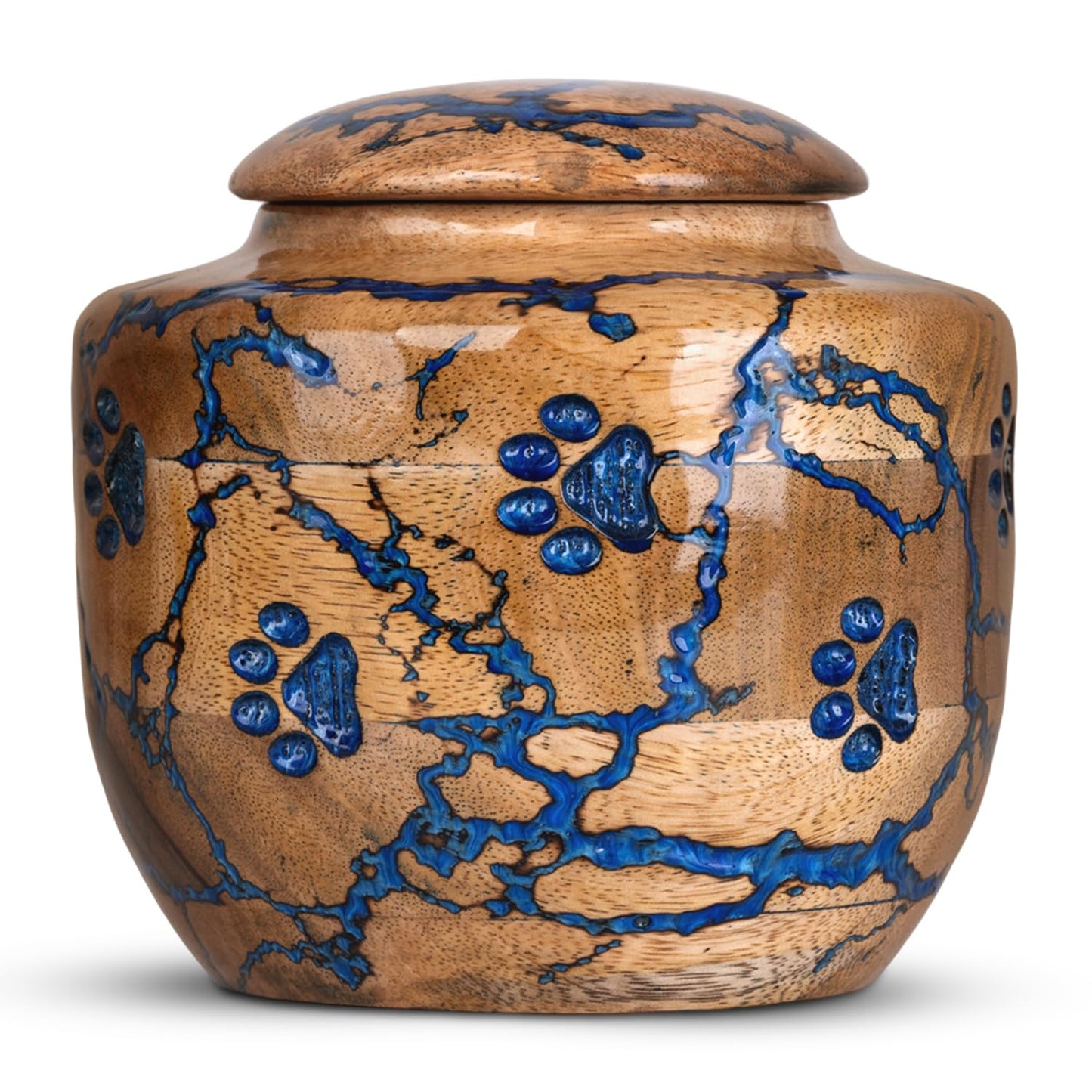 Wood Pet Urns for Dog/Cat Ashes - Small 10 Cu/in Resin Decorative Urn for Ashes for Dog, Urns for Cats - Pet Memorial Remembrance Box - Blue, Small (10 Cubic inches)