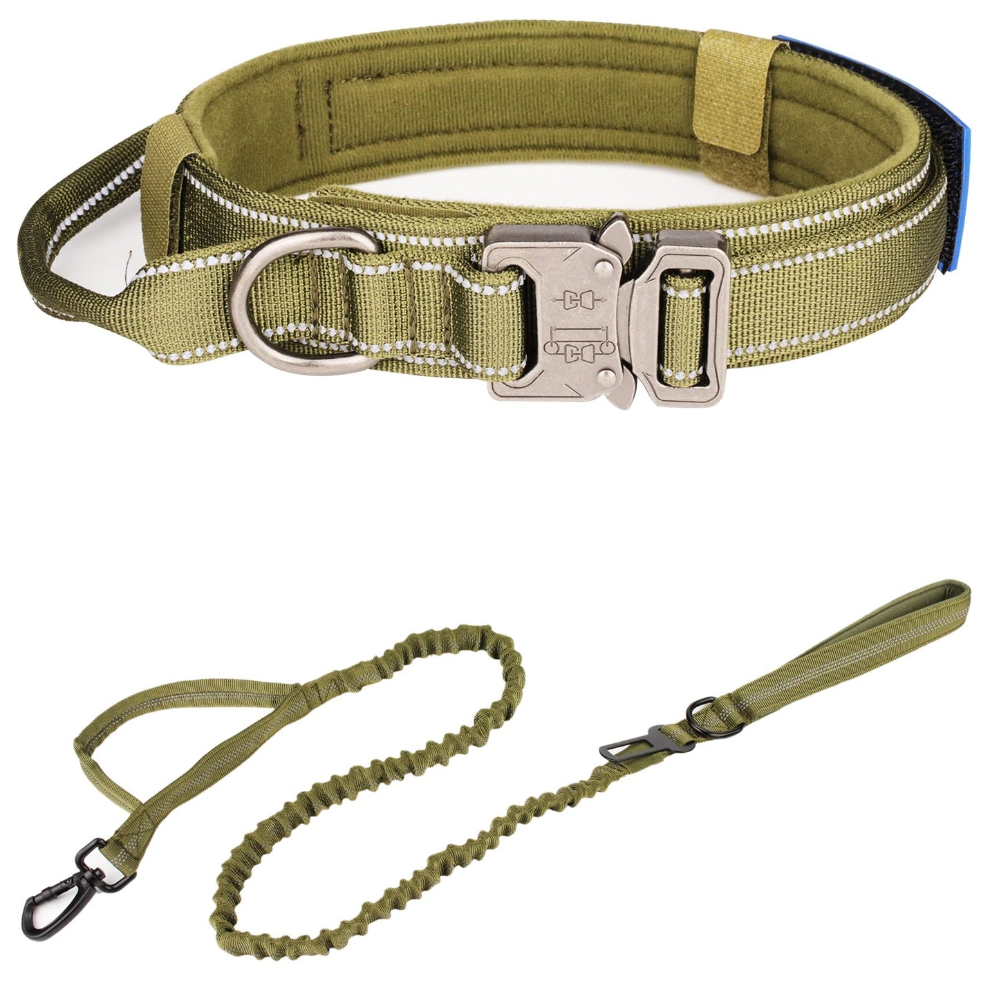 Tactical Dog Collar - KCUCOP Military Collar with Handle - K9 Thick Adjustable Heavy Duty Dog Collars for Medium and Large Dogs(Black-L)