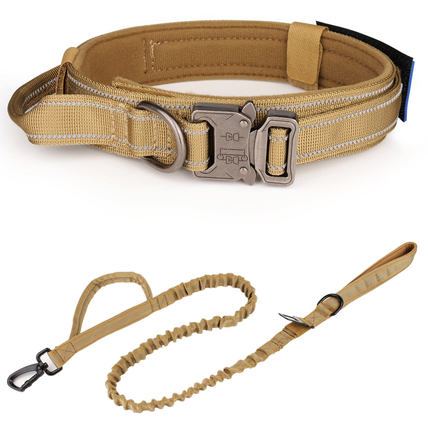 Tactical Dog Collar - KCUCOP Military Collar with Handle - K9 Thick Adjustable Heavy Duty Dog Collars for Medium and Large Dogs(Black-L)