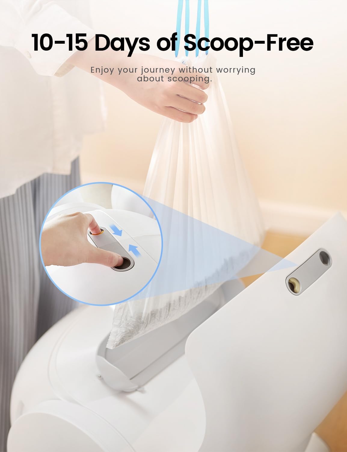 Self Cleaning Cat Litter Box, Ultra-Safe Protection Automatic Cat Litter Box, APP Control/Lower Entry/Large Capacity with 3 Rolls Liners & Mat