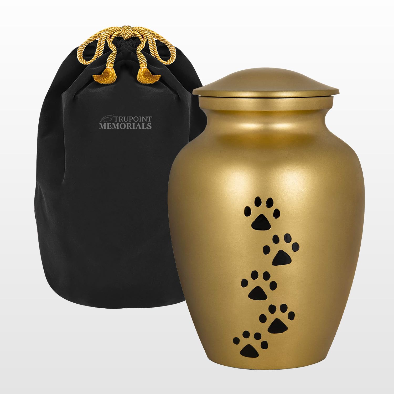 Trupoint Memorials Small Pet Urn for Dogs and Cats Ashes, Paws Print Brown Cremation Urns for Pets up to 17 lbs