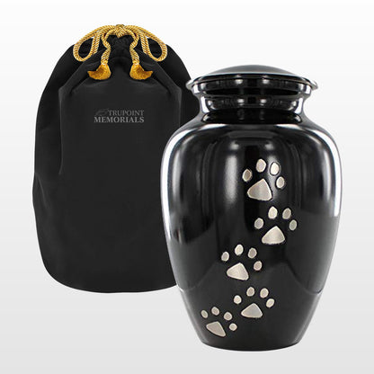 Trupoint Memorials Small Pet Urn for Dogs and Cats Ashes, Paws Print Brown Cremation Urns for Pets up to 17 lbs