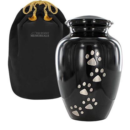 Trupoint Memorials Small Pet Urn for Dogs and Cats Ashes, Paws Print Brown Cremation Urns for Pets up to 17 lbs