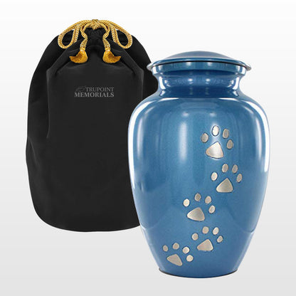 Trupoint Memorials Small Pet Urn for Dogs and Cats Ashes, Paws Print Brown Cremation Urns for Pets up to 17 lbs