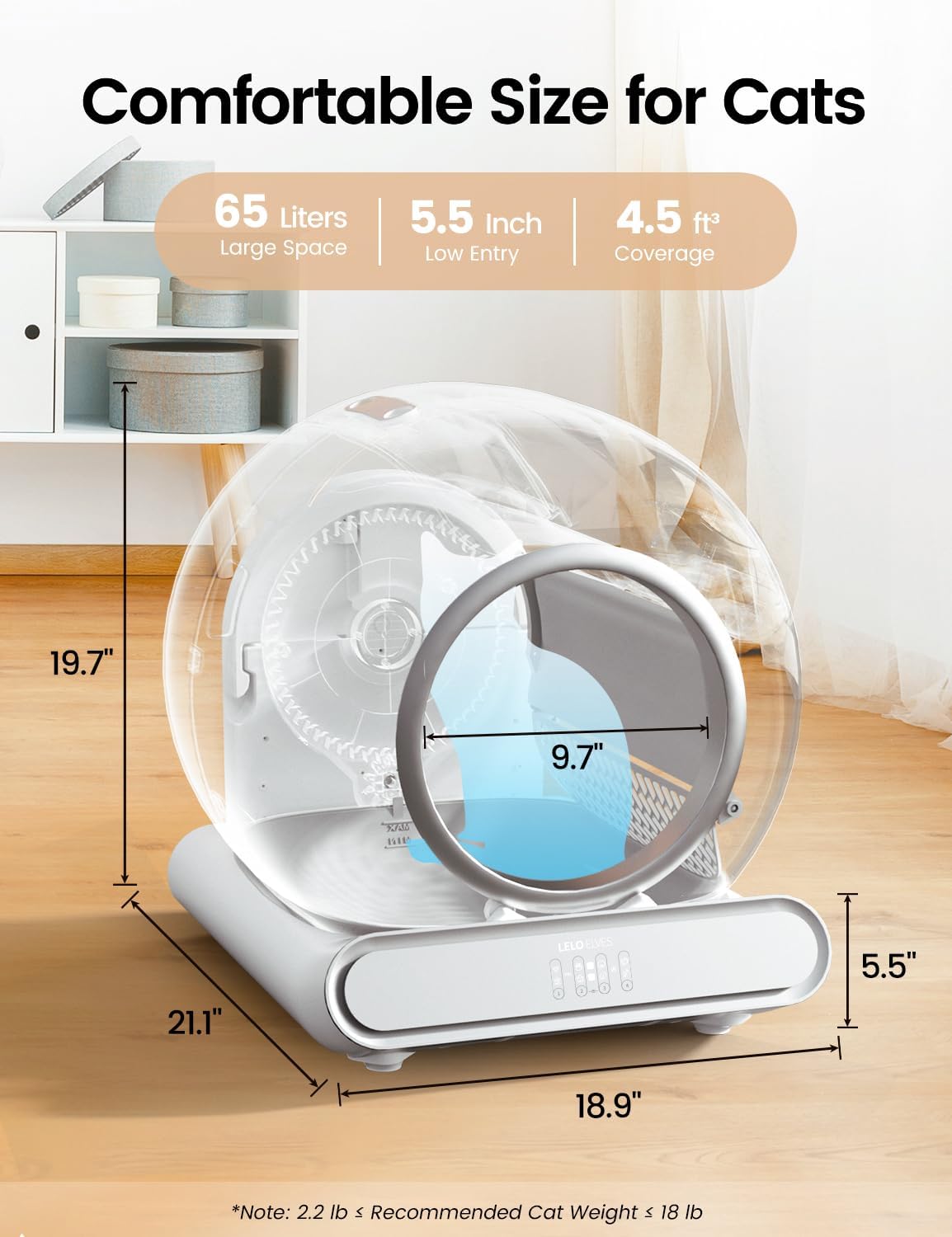 Self Cleaning Cat Litter Box, Ultra-Safe Protection Automatic Cat Litter Box, APP Control/Lower Entry/Large Capacity with 3 Rolls Liners & Mat