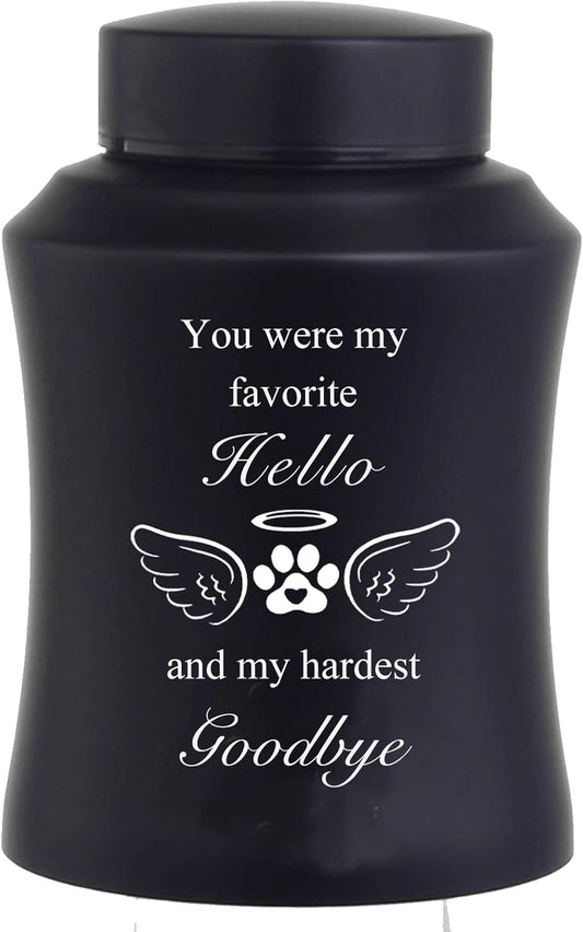 6 Inch Pet Urn for Ashes - Dog or Cat Memorial Urn with Paw Print Design - Laser Engraving for Meaningful Words