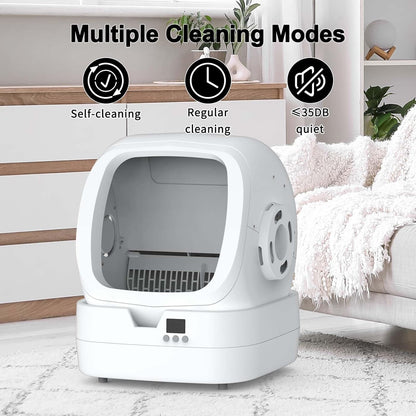 Automatic Cat Litter Box Self Cleaning - APP Control and Weight Monitoring - Ultra-Quiet, Medium Cats and Kittens Litter Box, Safe Anti-Pinch