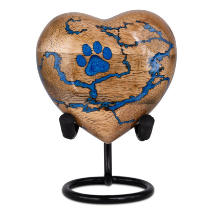 Wood Pet Urns for Dog/Cat Ashes - Small 10 Cu/in Resin Decorative Urn for Ashes for Dog, Urns for Cats - Pet Memorial Remembrance Box - Blue, Small (10 Cubic inches)