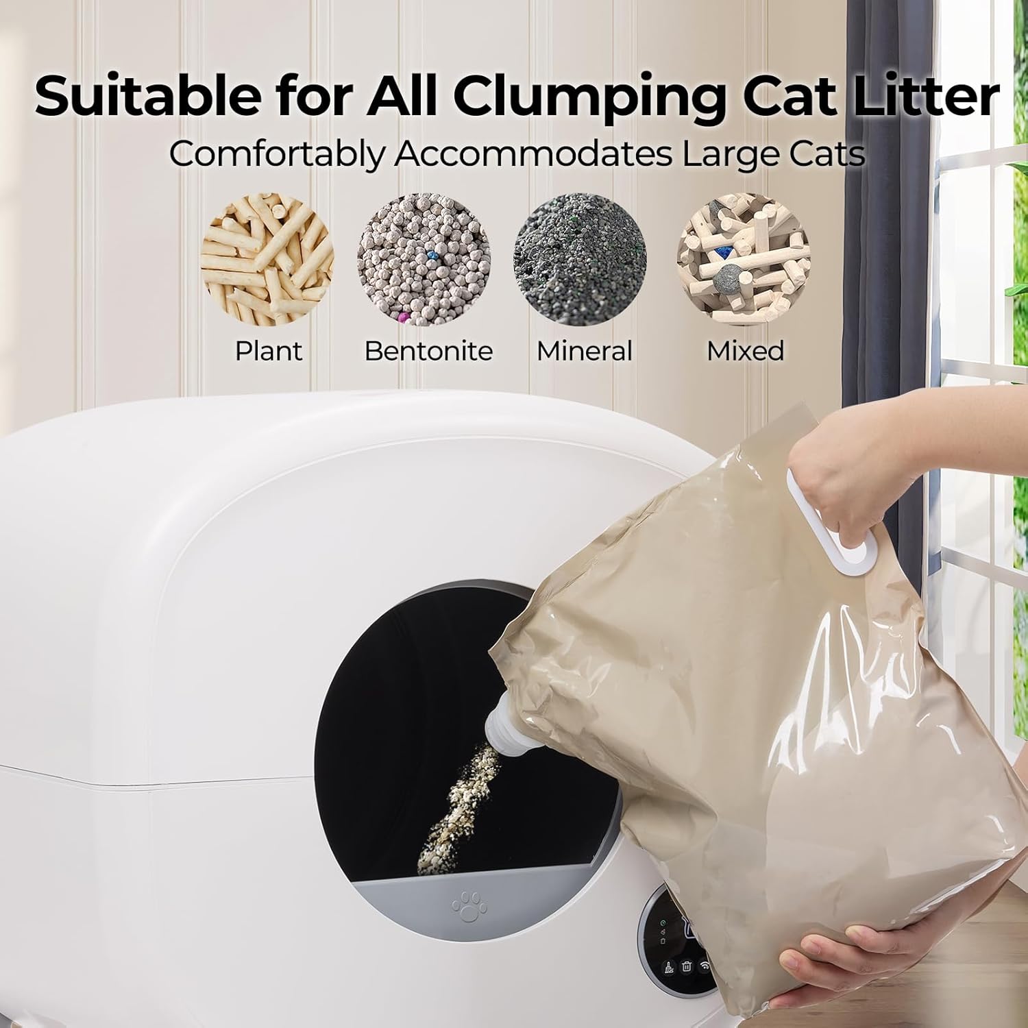 Self Cleaning Cat Litter Box: 76L Extra Large Automatic Litter Box for Multiple Cats, Odor-Free, Smart App Control, Ambient Light Waste Disposal