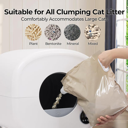 Self Cleaning Cat Litter Box: 76L Extra Large Automatic Litter Box for Multiple Cats, Odor-Free, Smart App Control, Ambient Light Waste Disposal