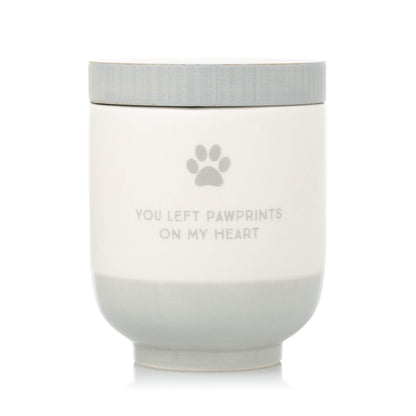 Pearhead Pet Ceramic Forever in Our Hearts Urn, Pet Memorial, Dog Or Cat Keepsake Urn, Rainbow Bridge, Gold