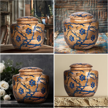 Wood Pet Urns for Dog/Cat Ashes - Small 10 Cu/in Resin Decorative Urn for Ashes for Dog, Urns for Cats - Pet Memorial Remembrance Box - Blue, Small (10 Cubic inches)