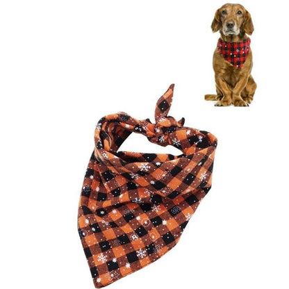 Pet Triangle Towel Christmas Snowflake Dog Saliva Towel - Size L - Red
