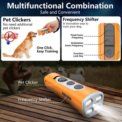 Blue Ultrasonic Dog Barking Control Device - Dual Frequency Anti-Bark Trainer with IP65 Waterproof (11.8x48.5x44mm)